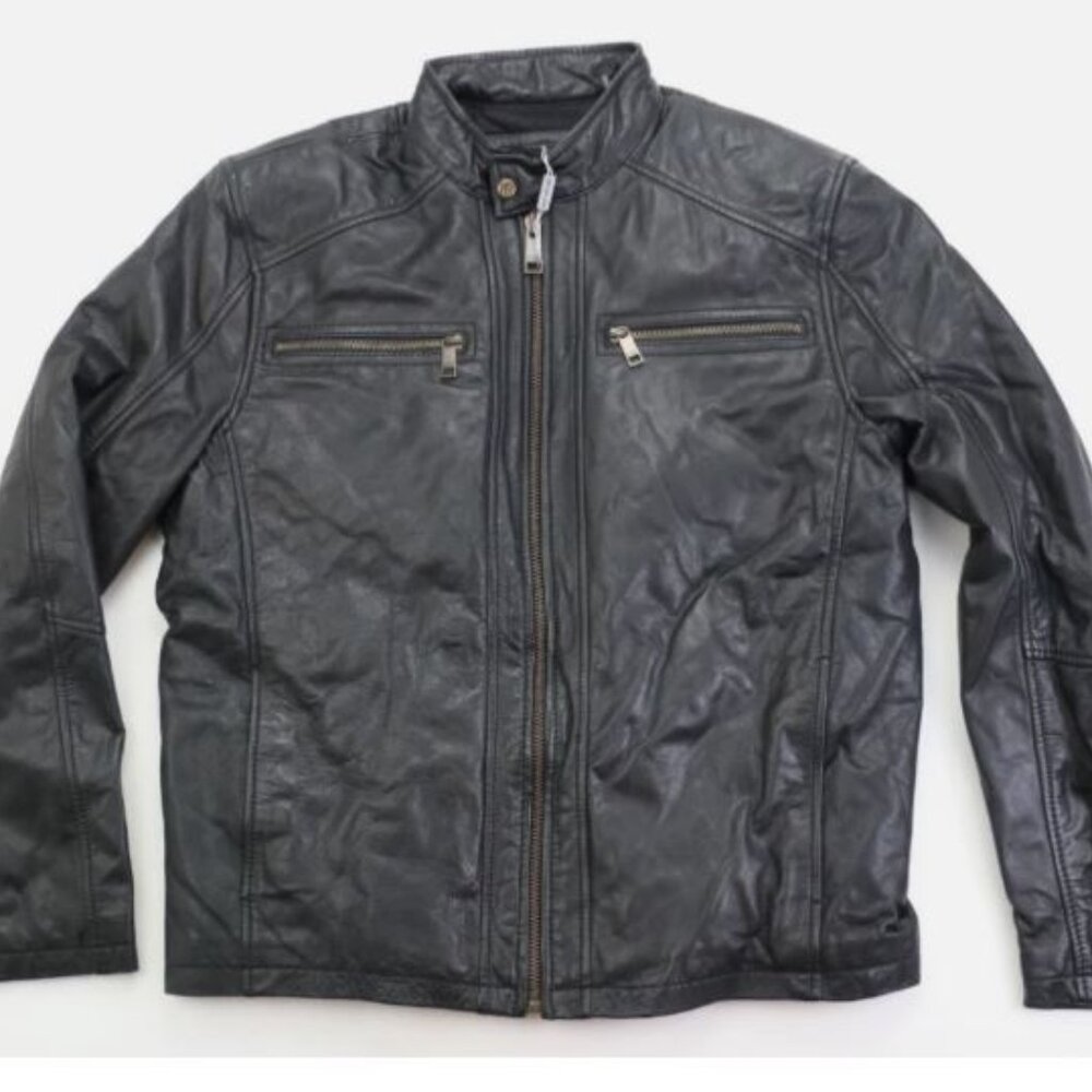 Andrew Marc New York Laser Leather Jacket Men's Size L Style MM3A1801 Black New